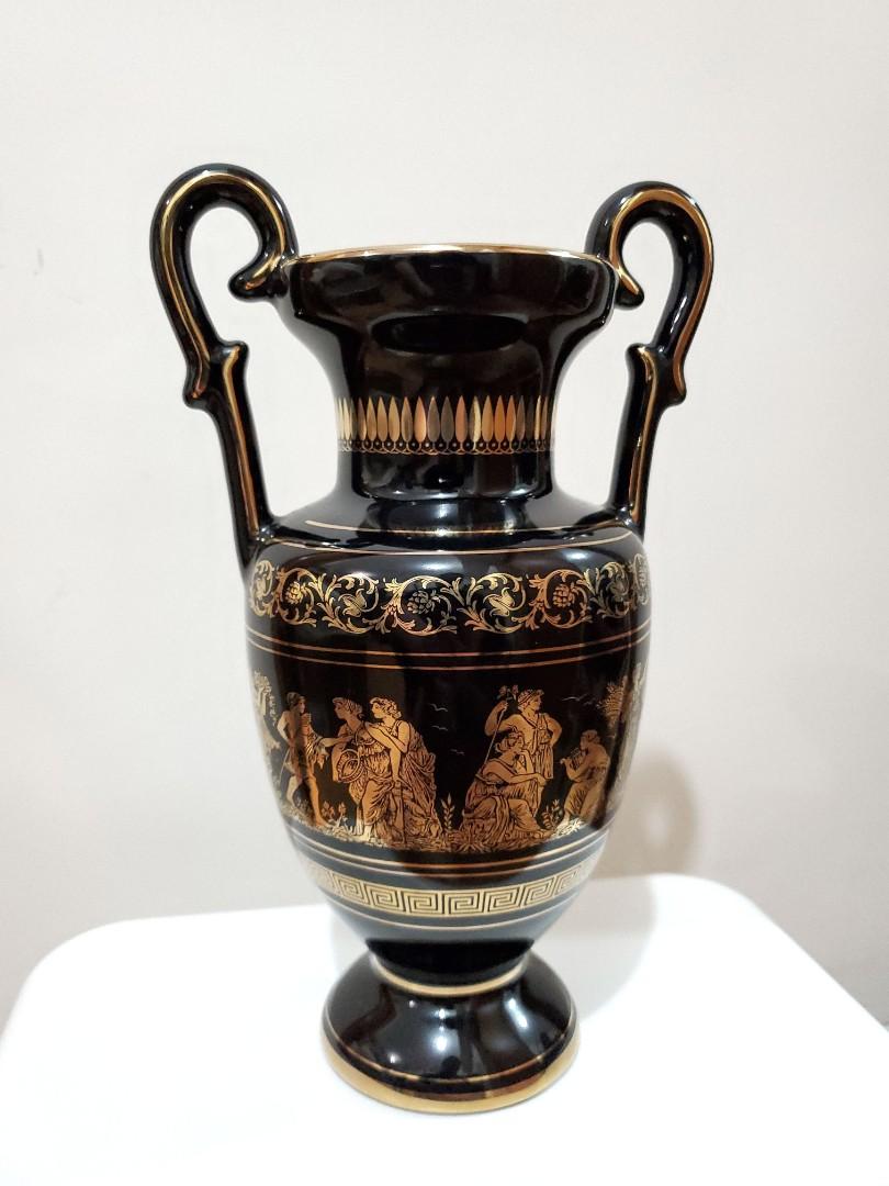 80年代希臘手工製24k金花瓶Greek 24k gold decro vase #pecial