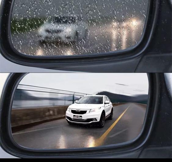 2pc Car Rearview Mirror Rainproof Anti-Fog Sticker Protective Film Rain Shield 