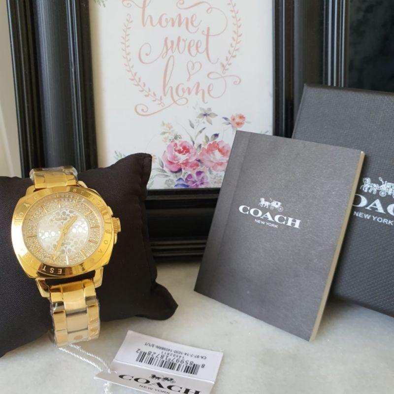 Gold coach watch hot sale with diamonds