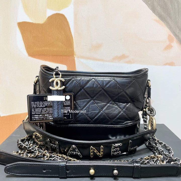 Authentic Chanel Black Small Gabrielle Bag with Logo Handle Strap Luxury Bags Wallets on Carousell