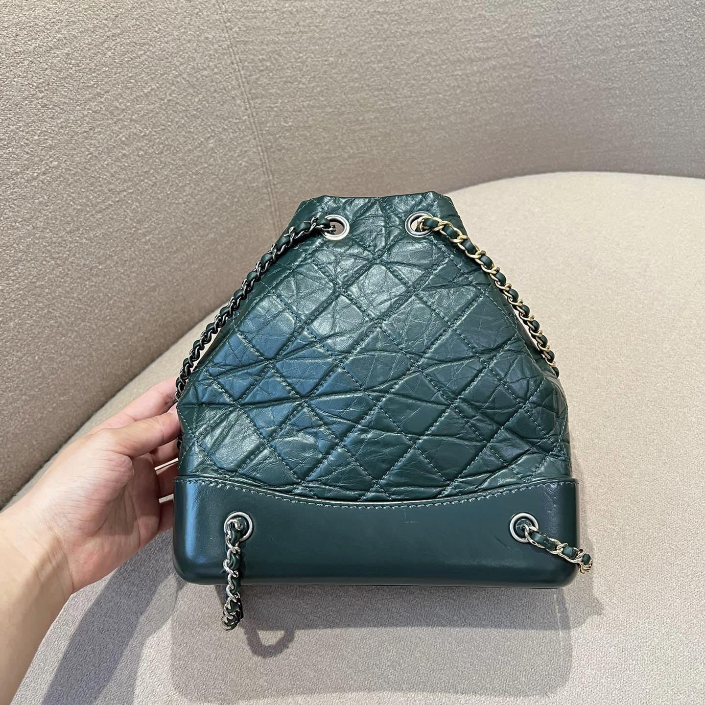 Authentic Chanel Dark Green Small Gabrielle Backpack