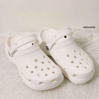 Authentic Crocs Women Classic Platform Clog in White
