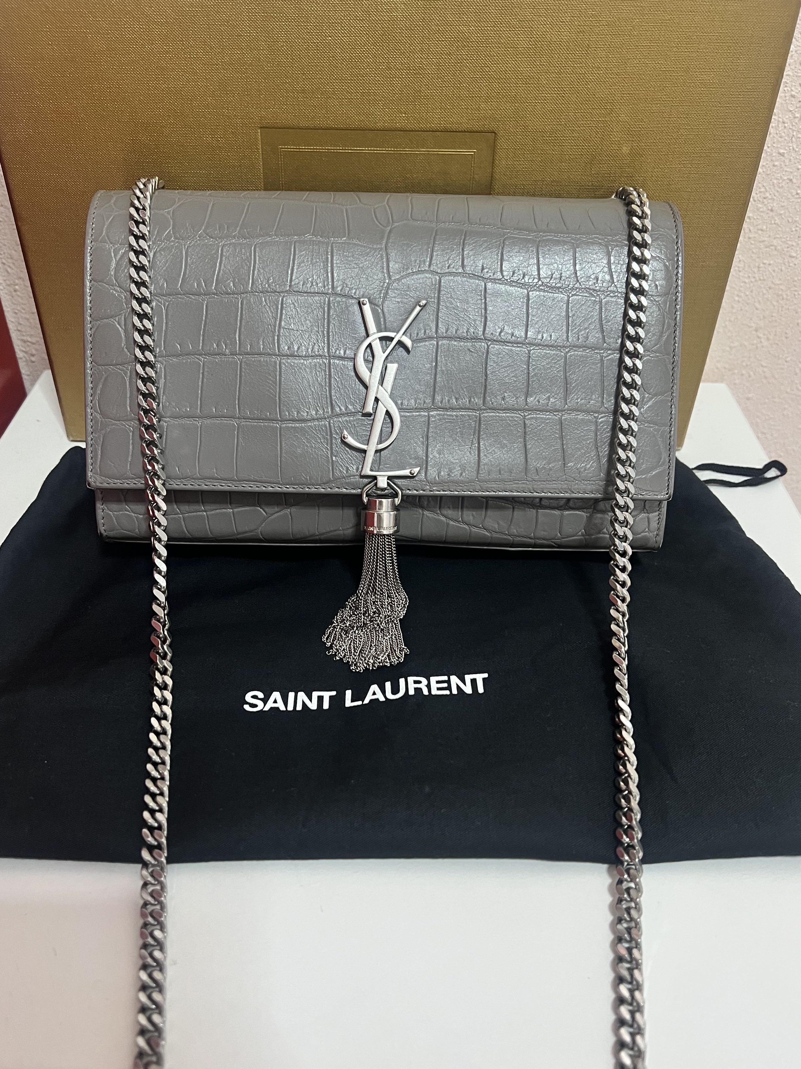 Ysl grey tassel sale bag