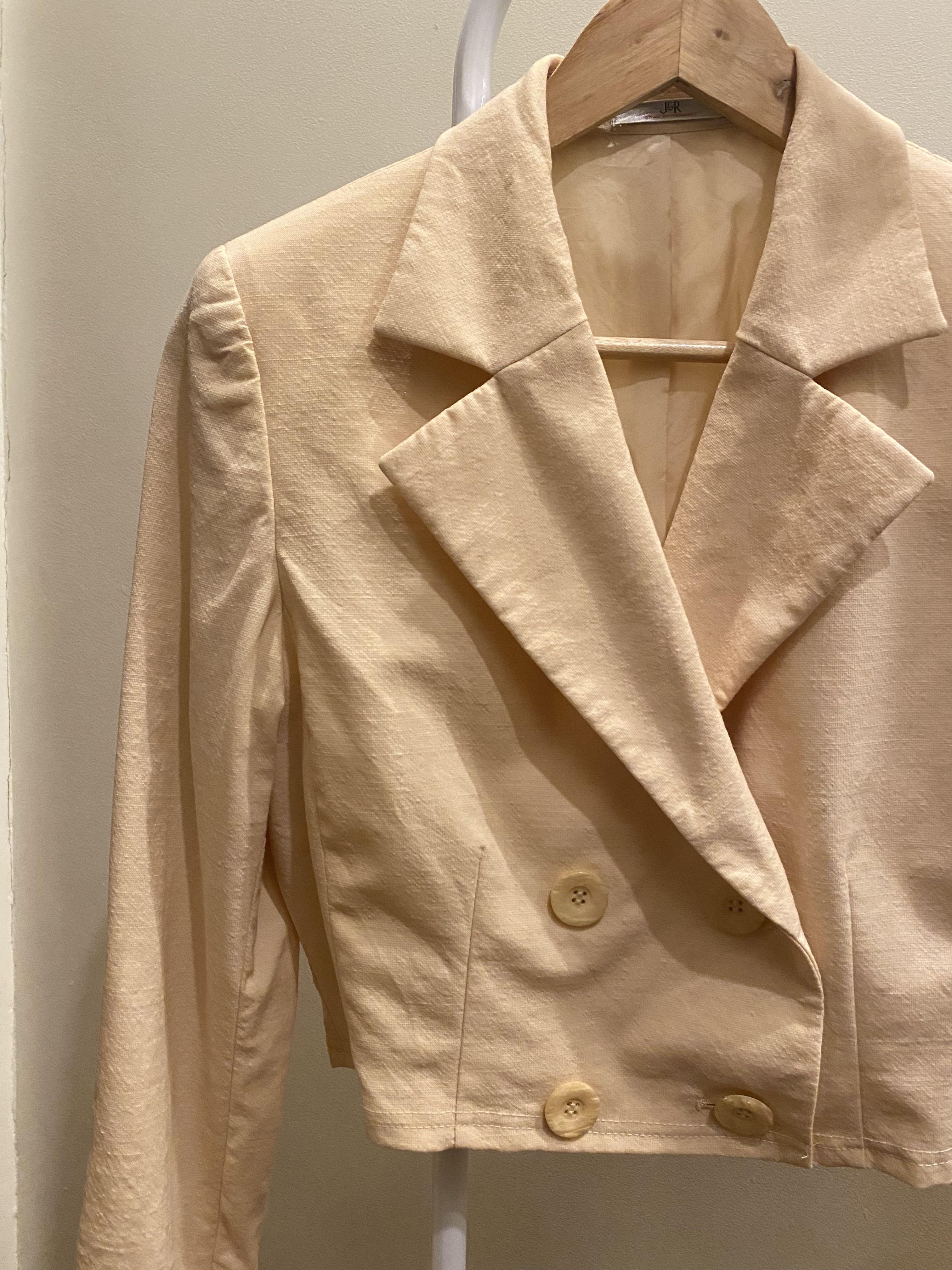 Beige Cropped Blazer (Category: Longsleeves) located in Naga. Submitted by declutter__glre (Listing ID 1171803912, Image 2). Description: — fits s-m — a bit darker than the photos (you can pm me if u would like to ask for more photos) — super trendy!! .