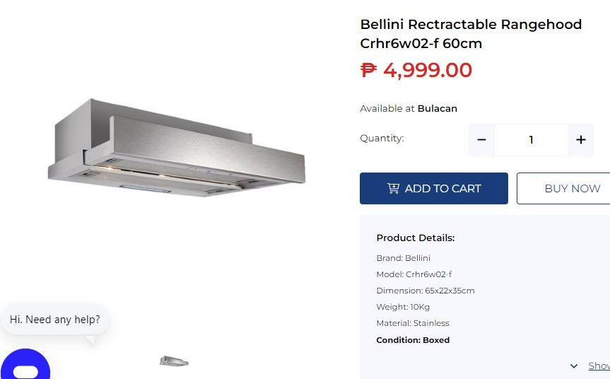 Bellini Rectractable Rangehood Crhr6w02f 60cm, Commercial & Industrial