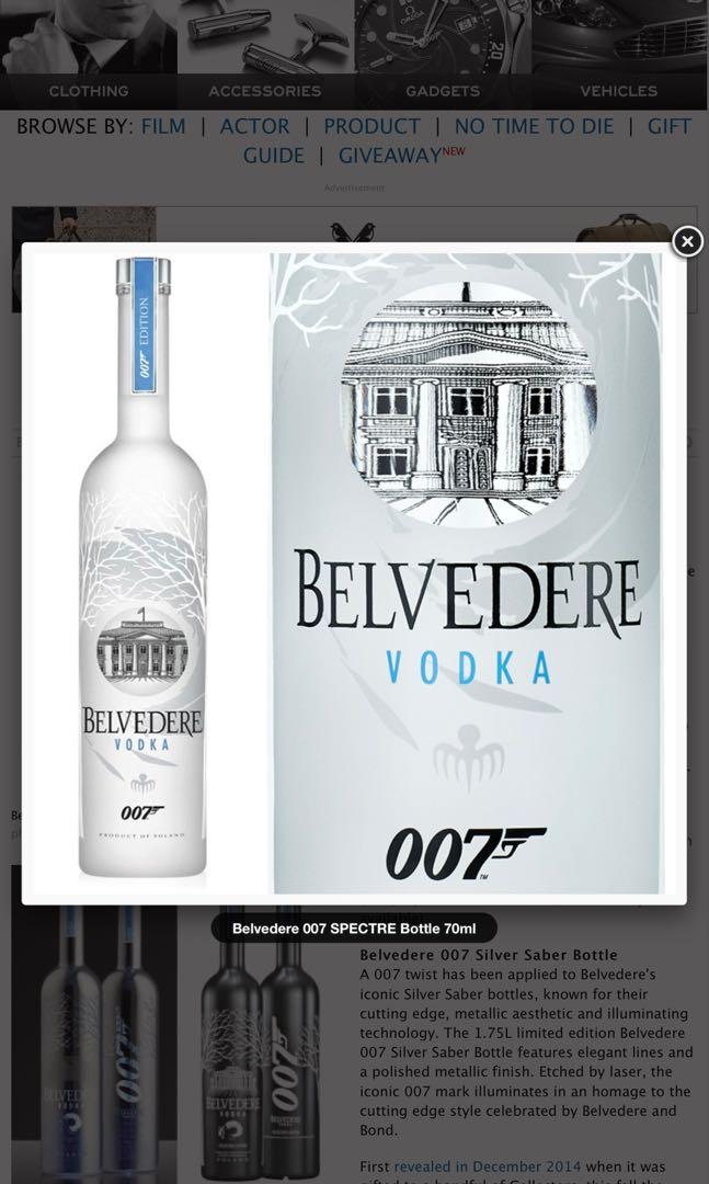 Belvedere Vodka Silver Sabre 007 SPECTRE Edition 1.75L (40% Vol