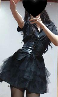 black gothic lolita mini skirt/mini petticoat //grunge//goth