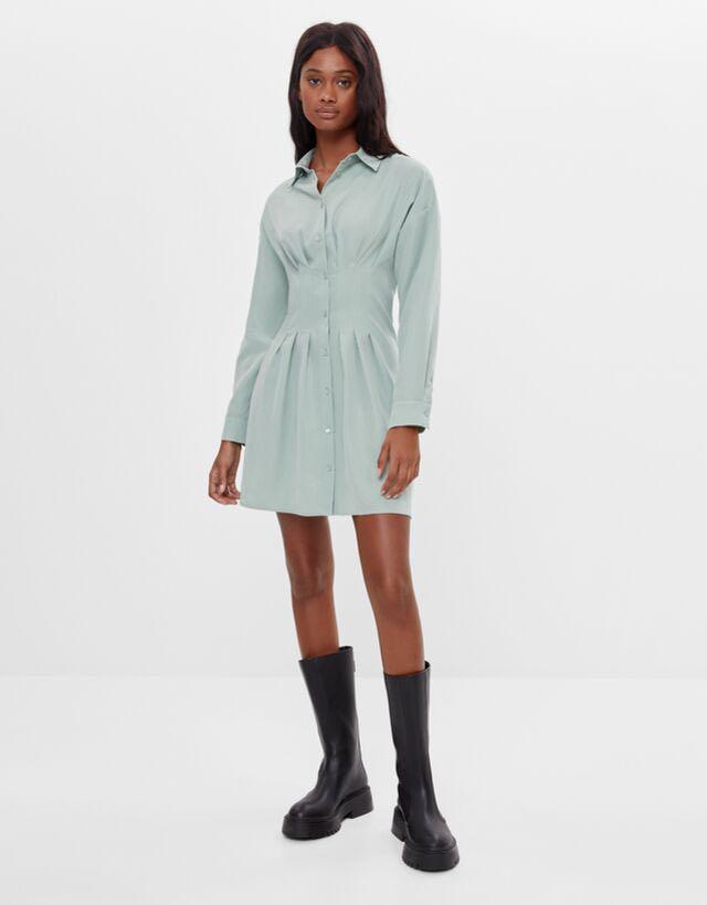 Gathered waist shop shirt dress
