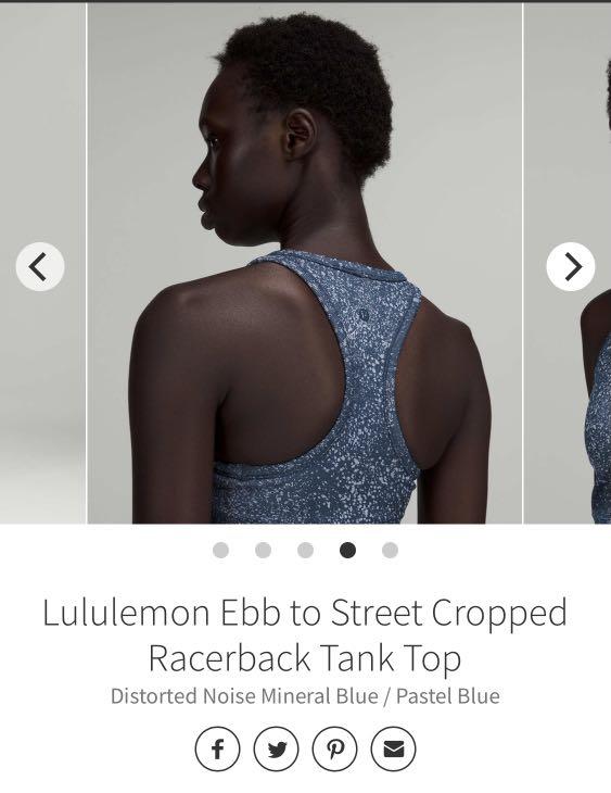 Lululemon Ebb to Street Cropped Tank Distorted Noise Mineral Blue