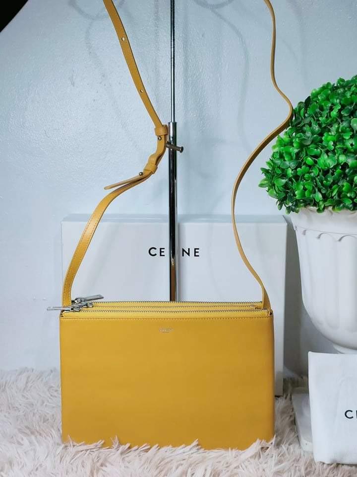 Celine - Authenticated Trio Handbag - Leather Yellow Plain for Women, Very Good Condition