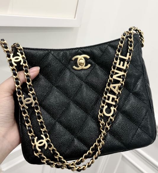 Chanel Caviar Hobo Black S22, Luxury, Bags & Wallets on Carousell