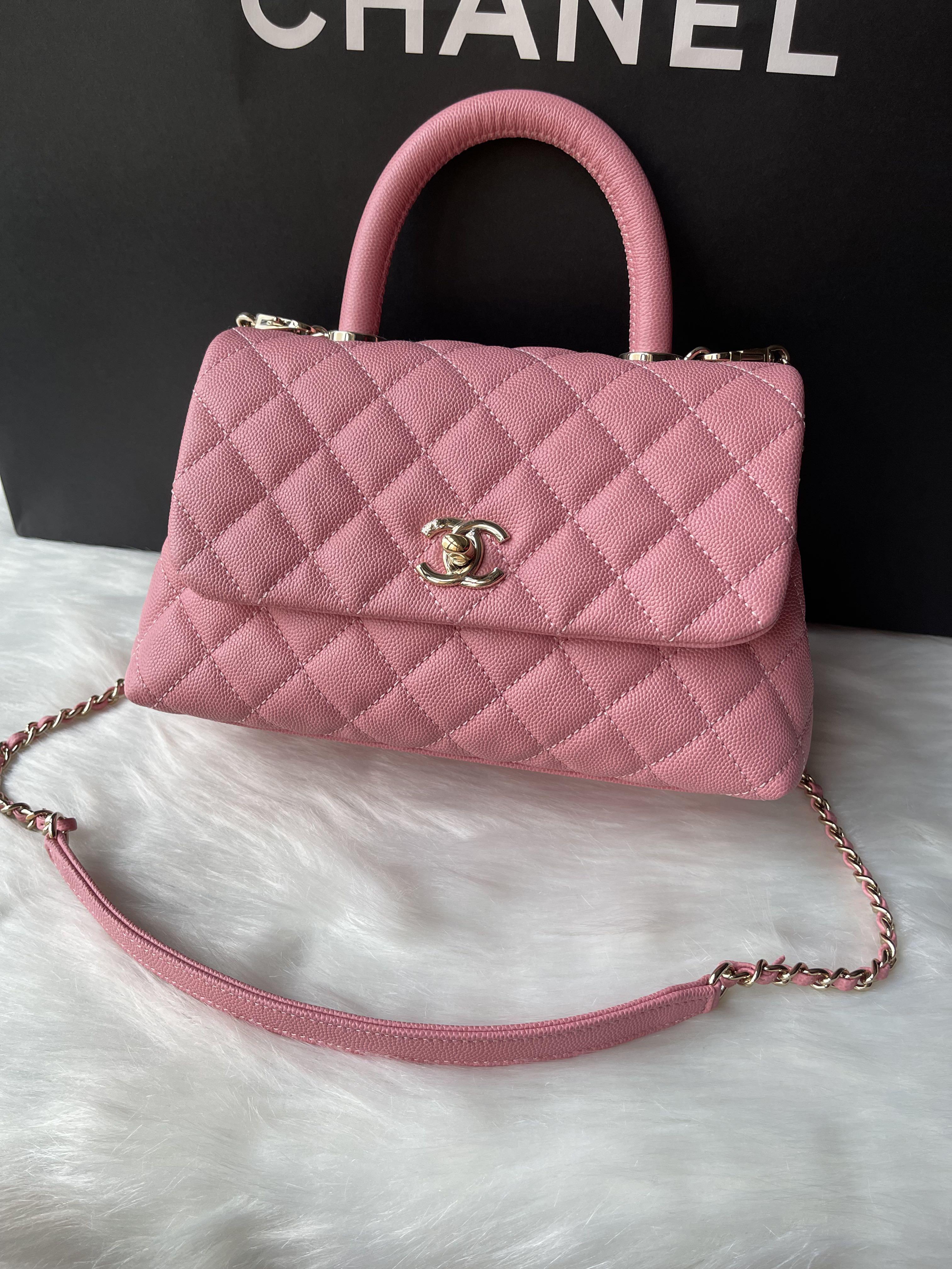 Chanel Coco Handle Pink Small Bag, Luxury, Bags & Wallets on Carousell