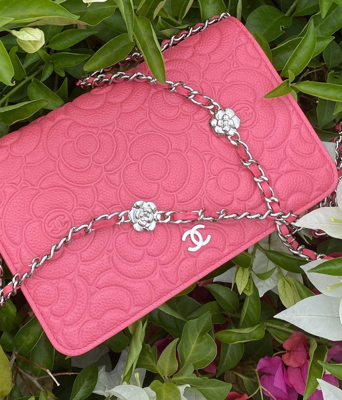 Chanel woc in pink camellia print with shw, Luxury, Bags & Wallets on  Carousell