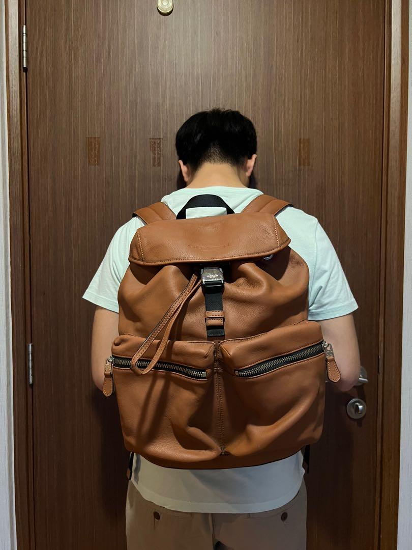 Coach Mens Leather Backpack Brown