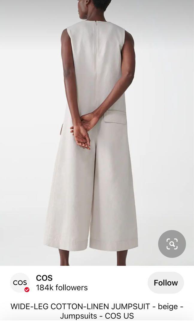 COS cotton linen jumpsuit in beige Women s Fashion Dresses