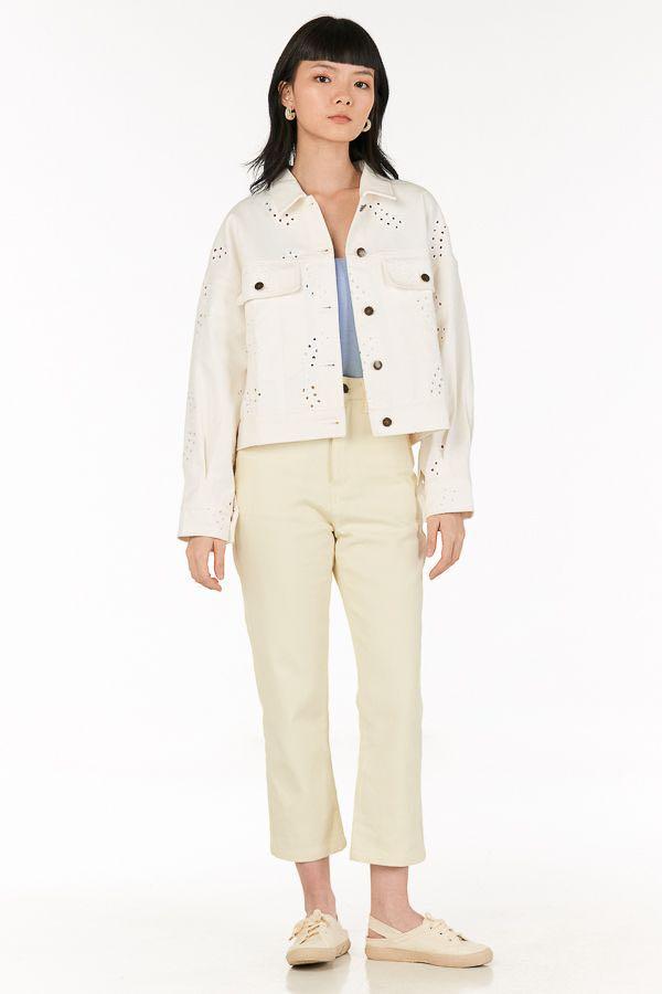 White eyelet denim new arrivals jacket