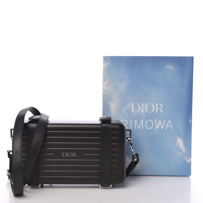DIOR X RIMOWA Aluminum Personal Clutch On Strap Black Luxury