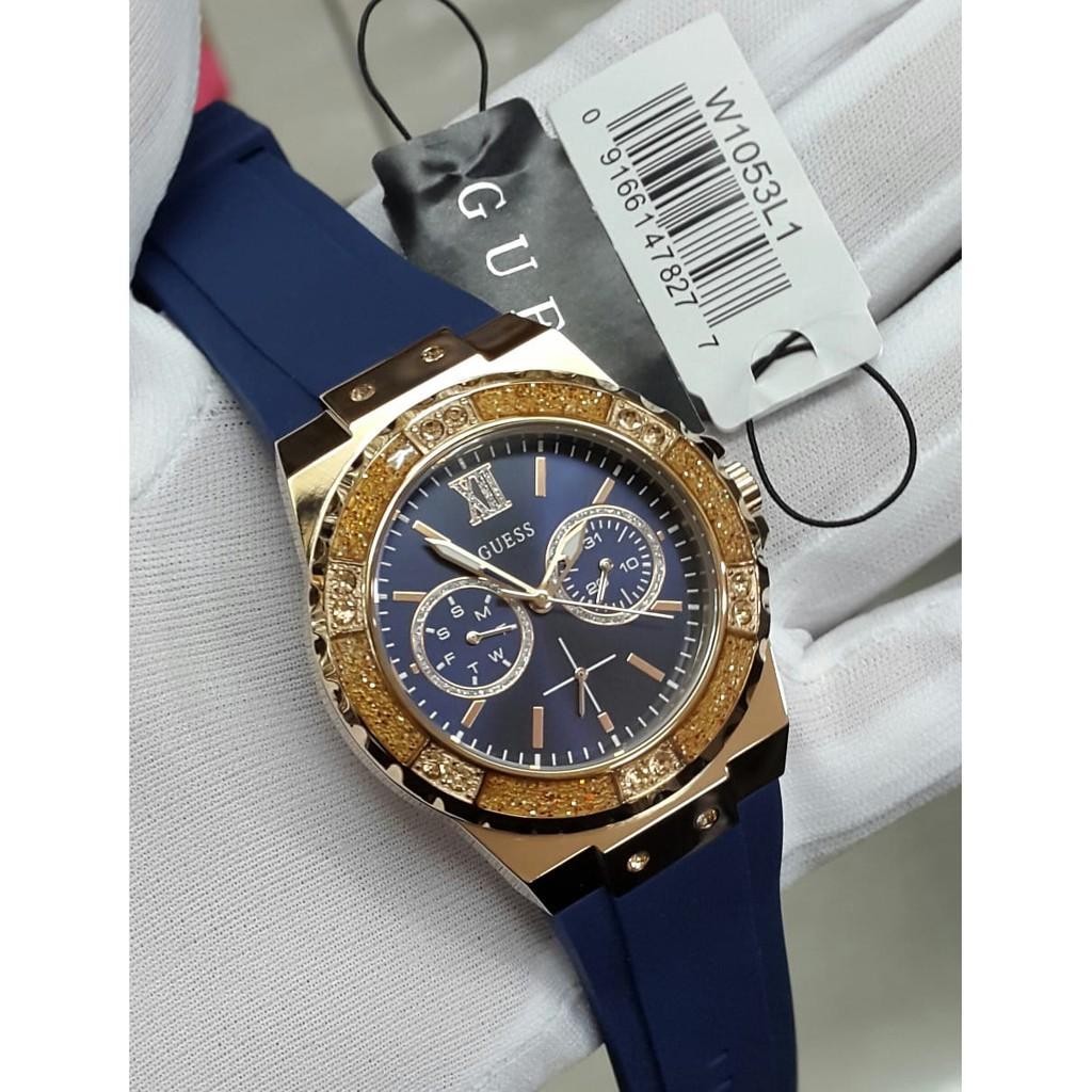 GUESS LADIES Watch Rubber Strap W1053L1 Blue Luxury Watches on Carousell