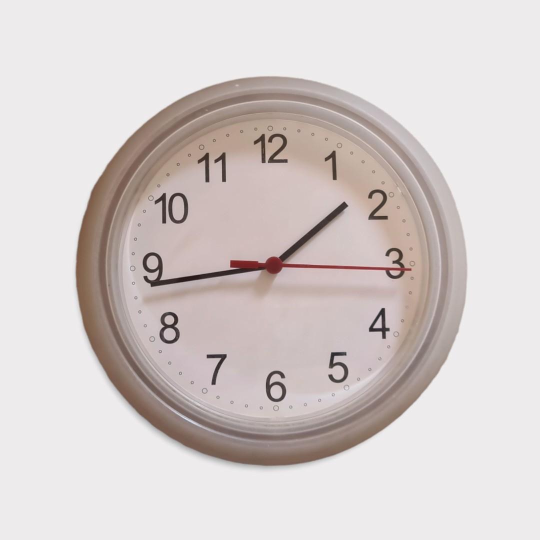 IKEA Rusch Wall Clock (White), Furniture &amp; Home Living, Home Decor ...