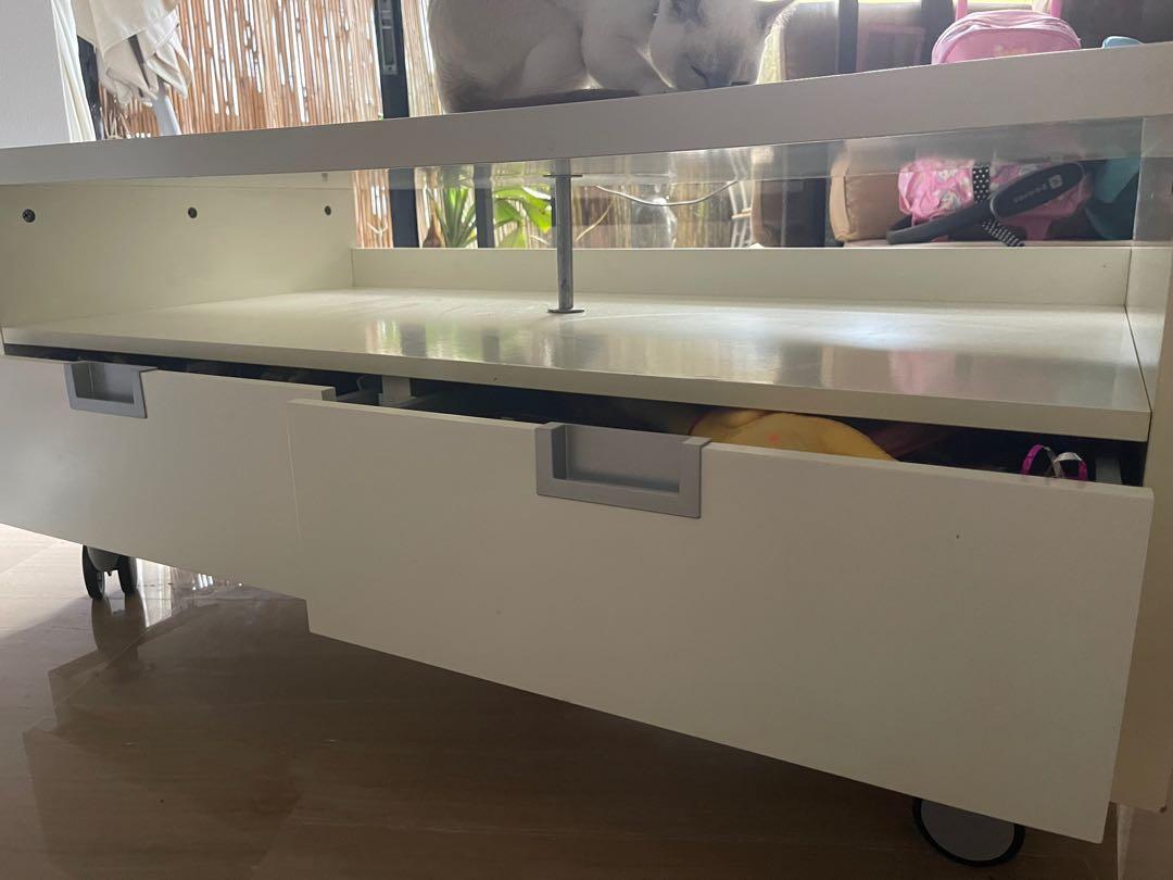 Ikea white tv unit on casters, Furniture & Home Living, Furniture, TV