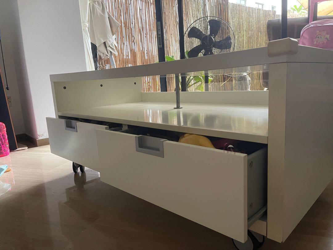 Ikea white tv unit on casters, Furniture & Home Living, Furniture, TV