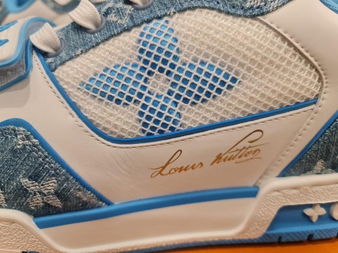 2022 New Louis Vuitton Trainer Sneaker Low White Sky Blue Unboxing