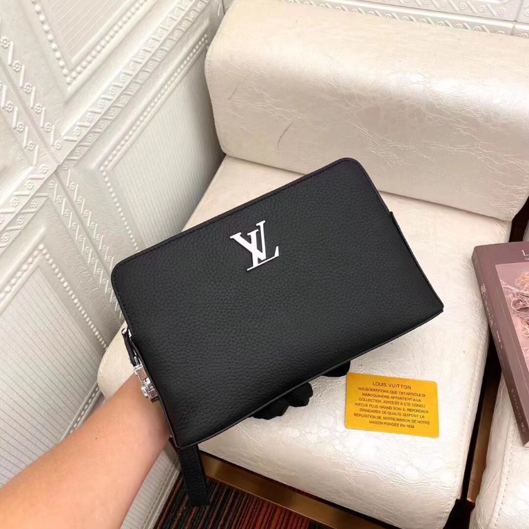 Lv men's clutch bag Louis Vuitton black and blue preorder, Luxury, Bags &  Wallets on Carousell