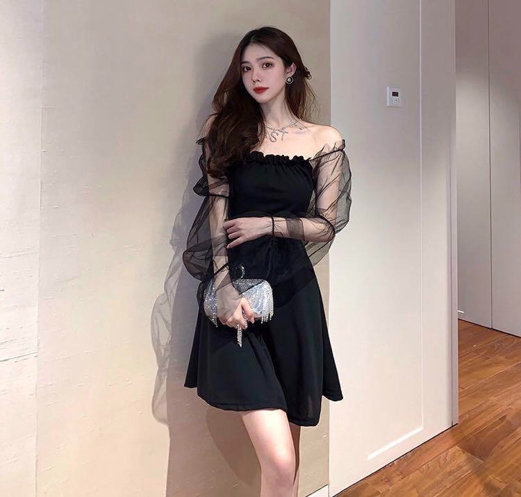 Ulzzang black dress top