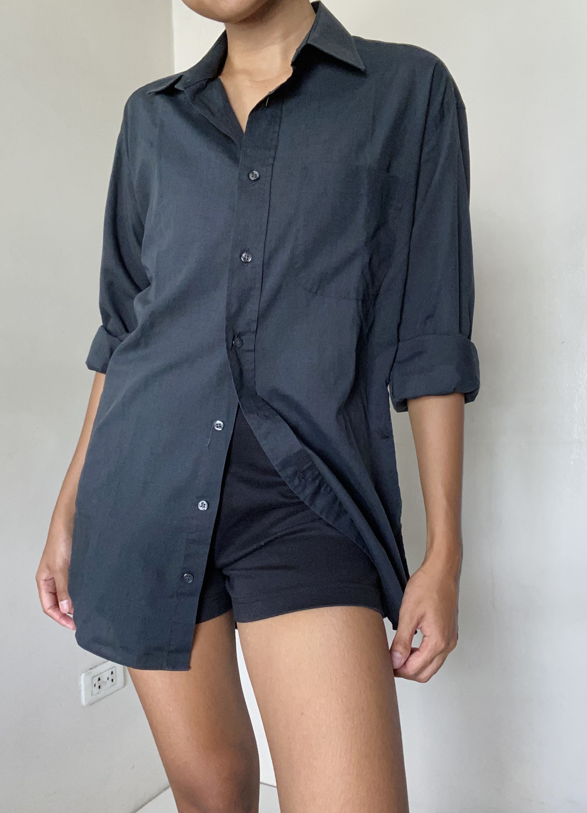 Minimalist Black Button Down, Women