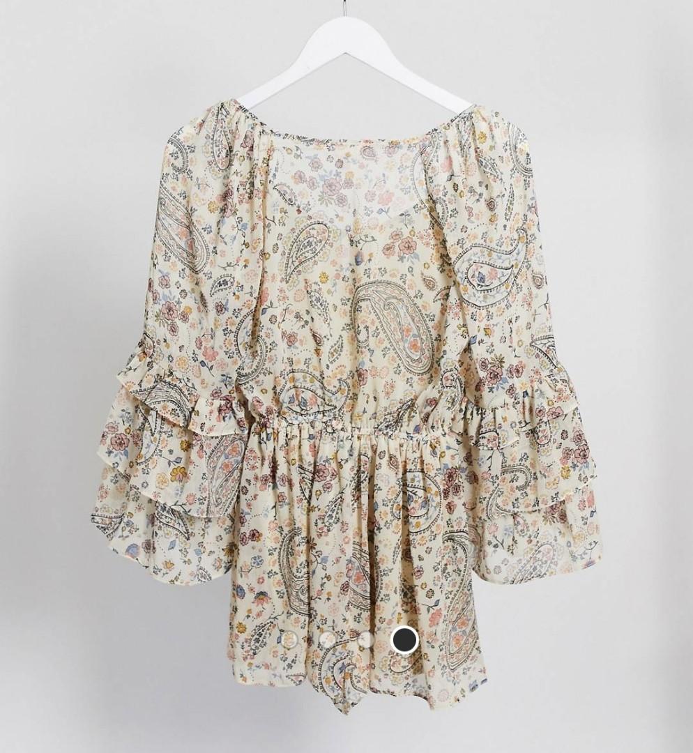 Miss selfridge petite paisley print playsuit Women s Fashion Dresses Sets Rompers on Carousell