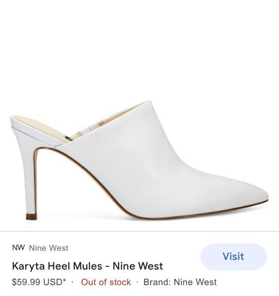 Nine West Karyta Heel Mules White 