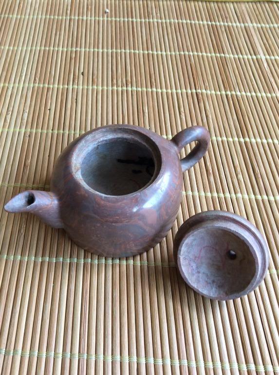 台湾製　大理石　壺 老爸七O年代的大理石老茶壺-大理石NO17（曾養壺過）, 家具及居家用品