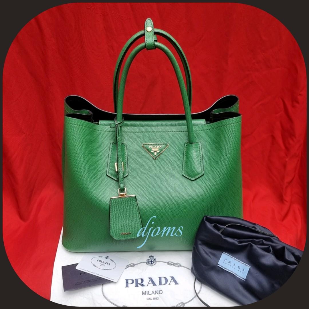 TAKE BACK - Prada Military Green Saffiano Cuir Double Zipped Tote  Bag_SALE_MILAN CLASSIC Luxury Trade Company Since 2007