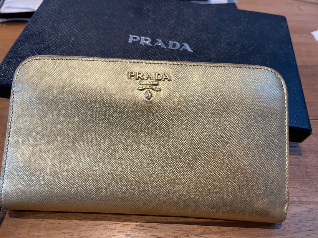 Prada Waller in gold, Women's Fashion, Bags & Wallets, Wallets & Card ...