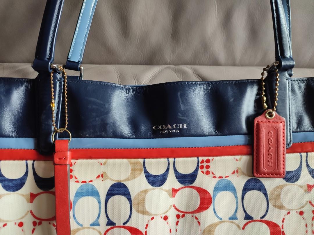 Red white and blue coach top purse
