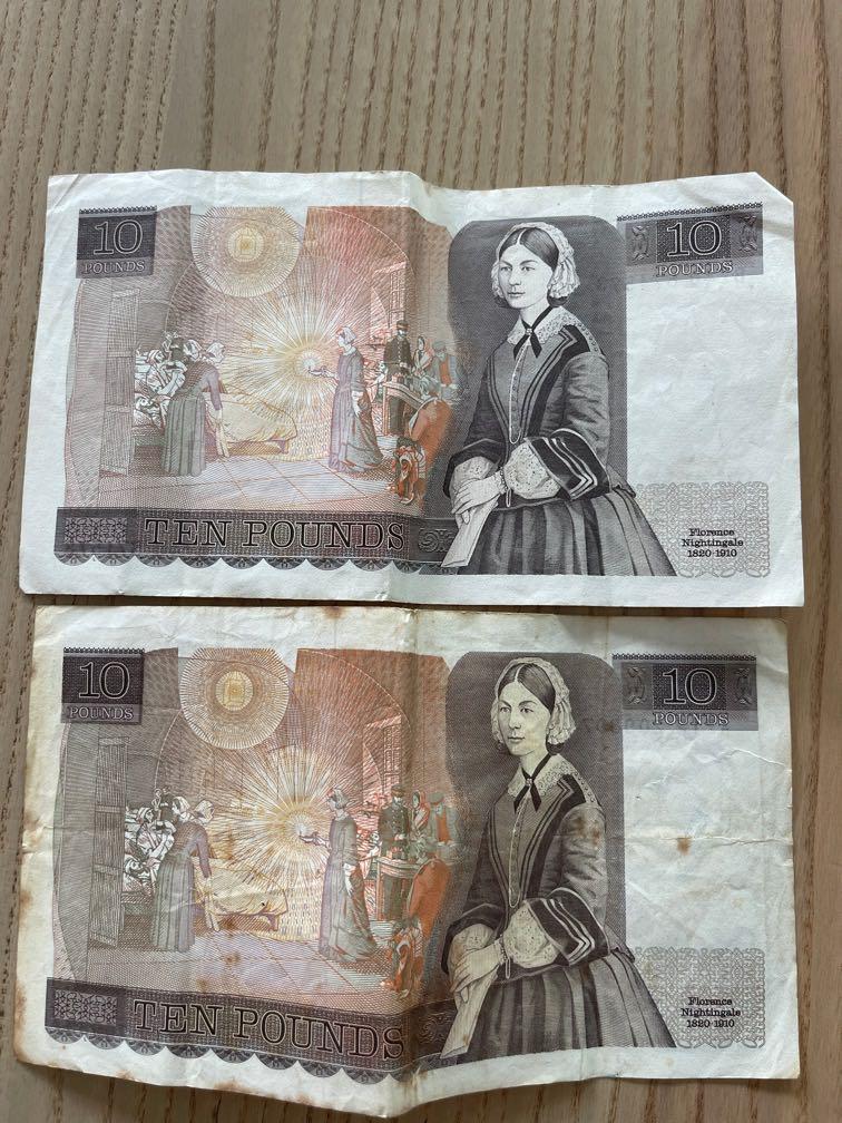Rare Old 10 Pound Note 2 Pcs Florence Nightingale British Note rare-old-10-pound-note-2-pcs-florence-nightingale-british-note