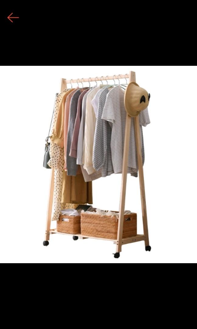 Scandinavian Muji style clothes rack with wheels, Furniture & Home