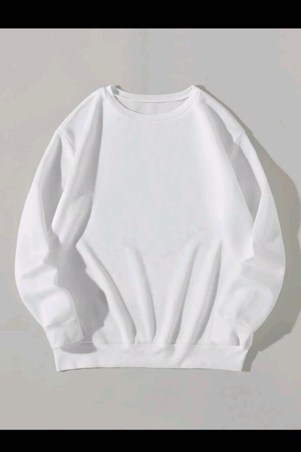 Shein Plain White Oversized Sweatshirt, Women's Fashion, Tops ...