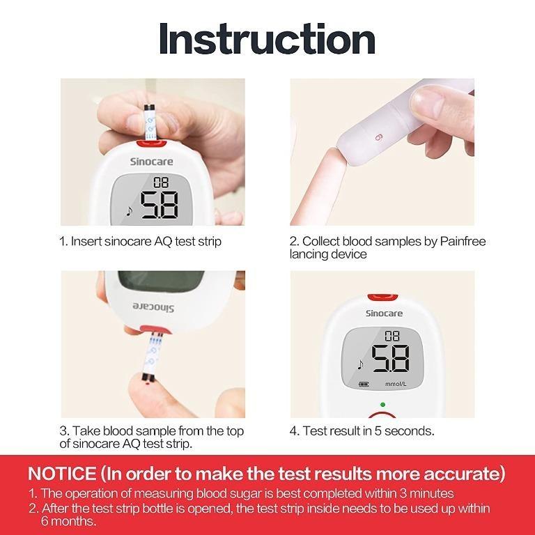 sinocare Diabetes Testing Kit/Blood Glucose Monitor Safe AQ Voice