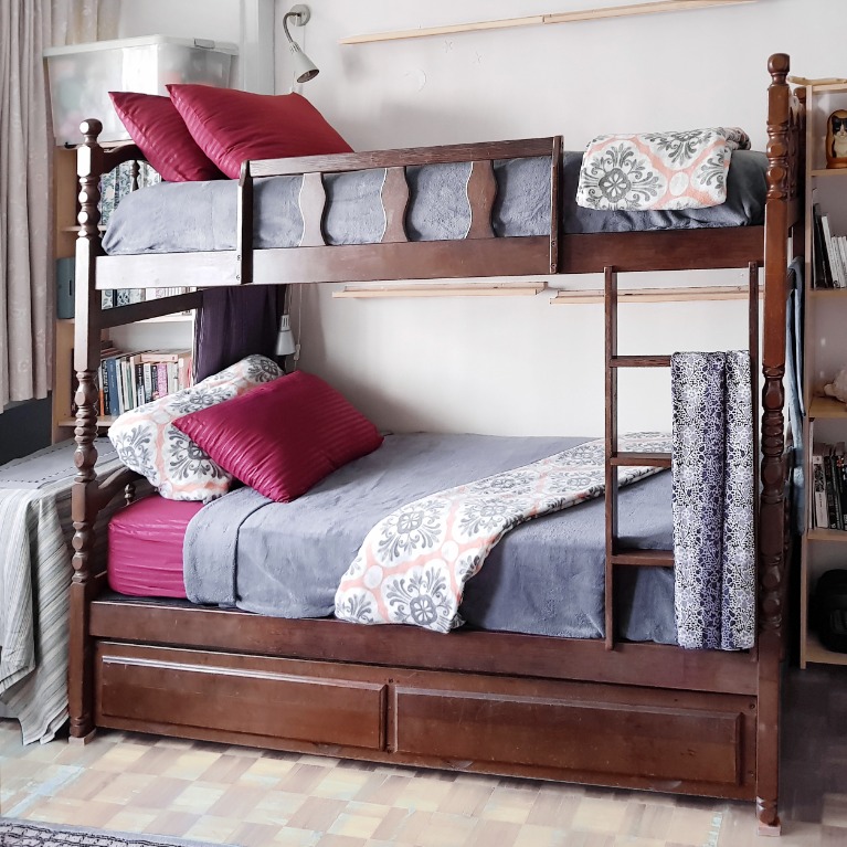 Solid Oak Bunk Beds with Trundle Pull out Bed and Underbed Storage