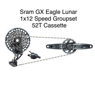 SRAM GX Eagle Groupset 1x12-speed with 52T Cassette. Boost/ Non Boost Lunar