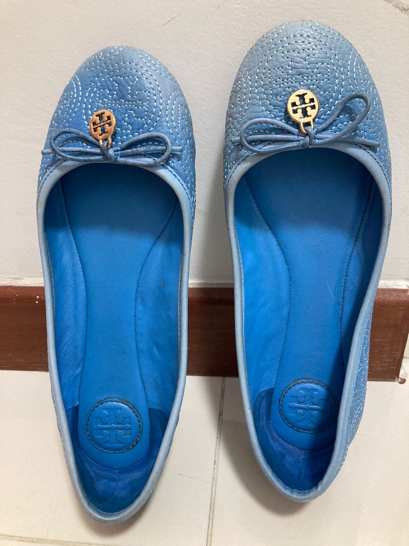 Tory Burch light blue ballerina flats, Women's Fashion, Footwear, Flats