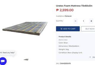 Uratex Foam Mattress 73x60x3in