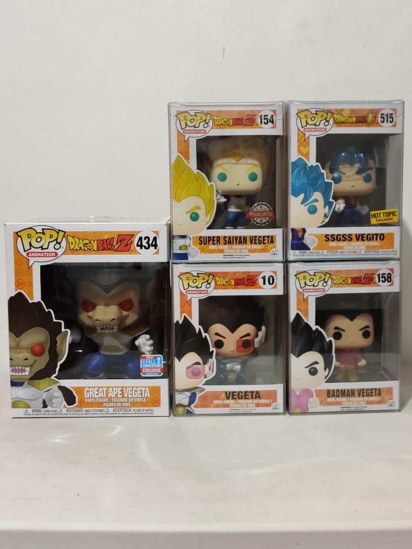 Vegeta Set Funko Pop (Category: Figurines & Statues) located in Mandaluyong City. Submitted by theplugph (Listing ID 1171817781, Image 1). Description: For Sale Only as SET Brandnew - 9 - 9.5 / 10 Condition Due to Age Great Ape Vegeta - Fall Convention Exclusive Metallic SSGSS Vegito - Hot Topic Metallic Vegeta Badman Vegeta Super Saiyan Vegeta Price: 11,995php Free Shipping Via LBC Meet ups: Lipa City Batangas.