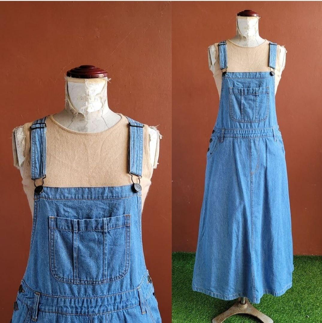 VINTAGE 90 S DENIM JUMPER DRESS Women s Fashion Dresses Sets