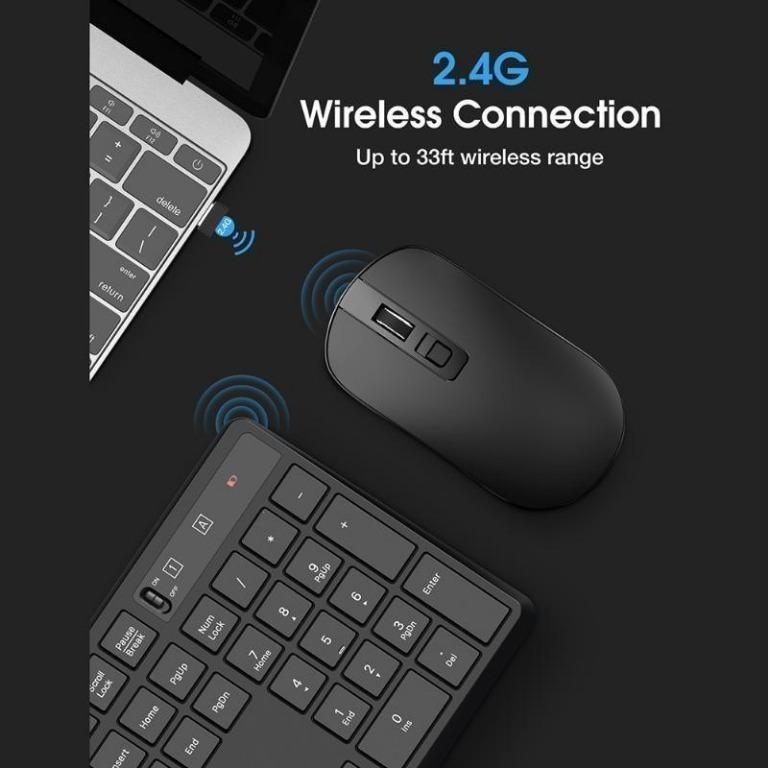 Wireless Keyboard And Mouse Set, VicTsing PC230A 104 Keycaps Keyboard