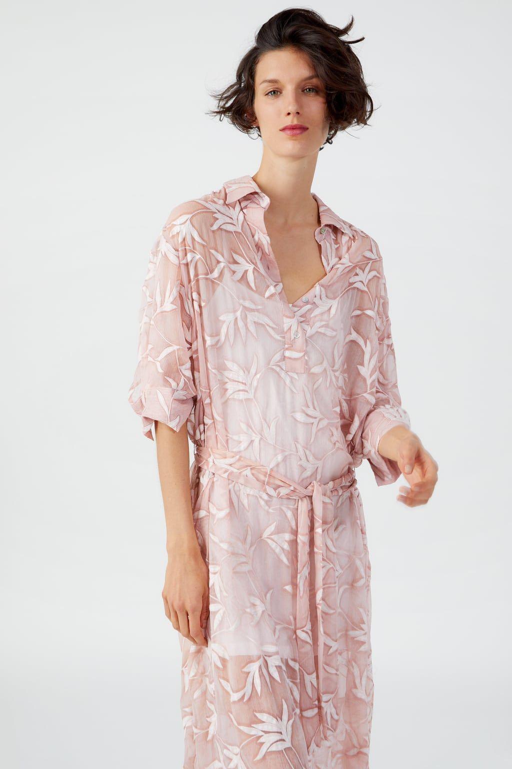Zara Embroidered Leaf Tunic Belted Dress, Women's Fashion, Dresses & Sets,  Dresses on Carousell