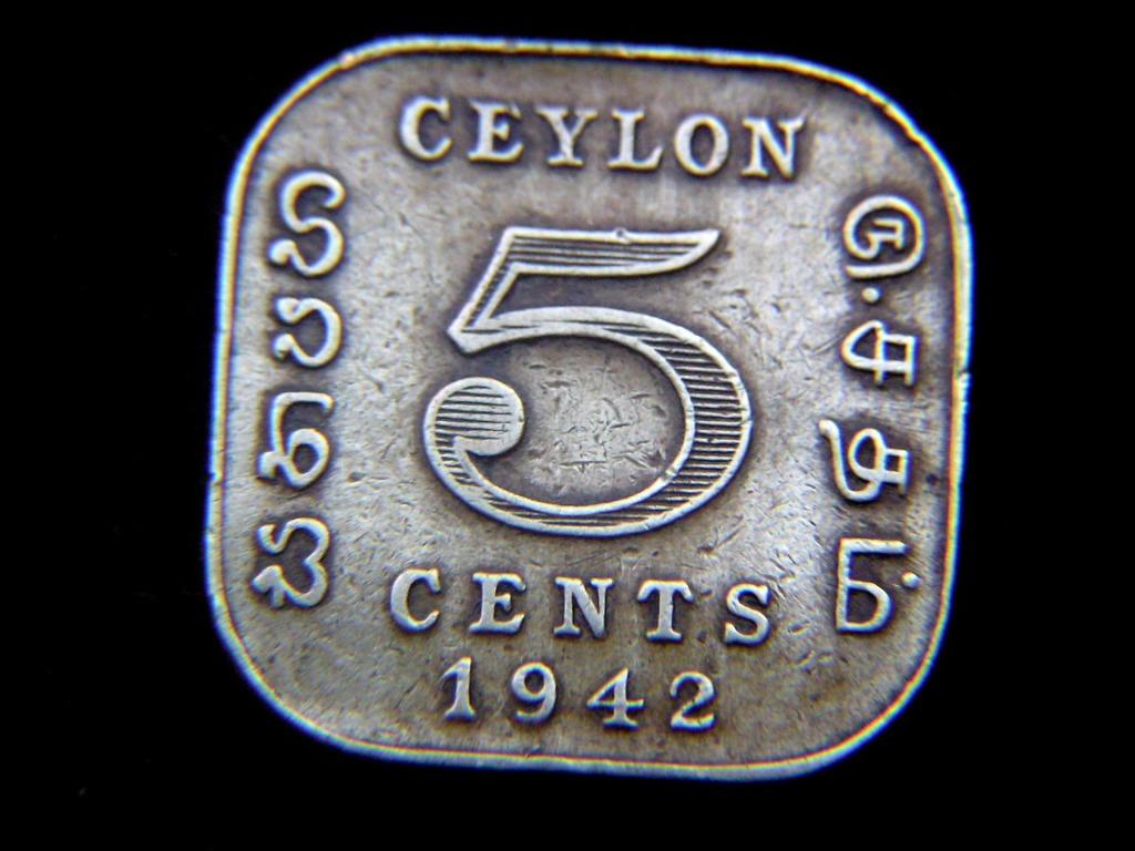 黃銅幣-1942年英屬錫蘭(British Ceylon)5仙方形黃銅幣(英皇佐治六世像,二戰時期), 興趣及遊戲, 收藏品及紀念品, 錢幣-  Carousell