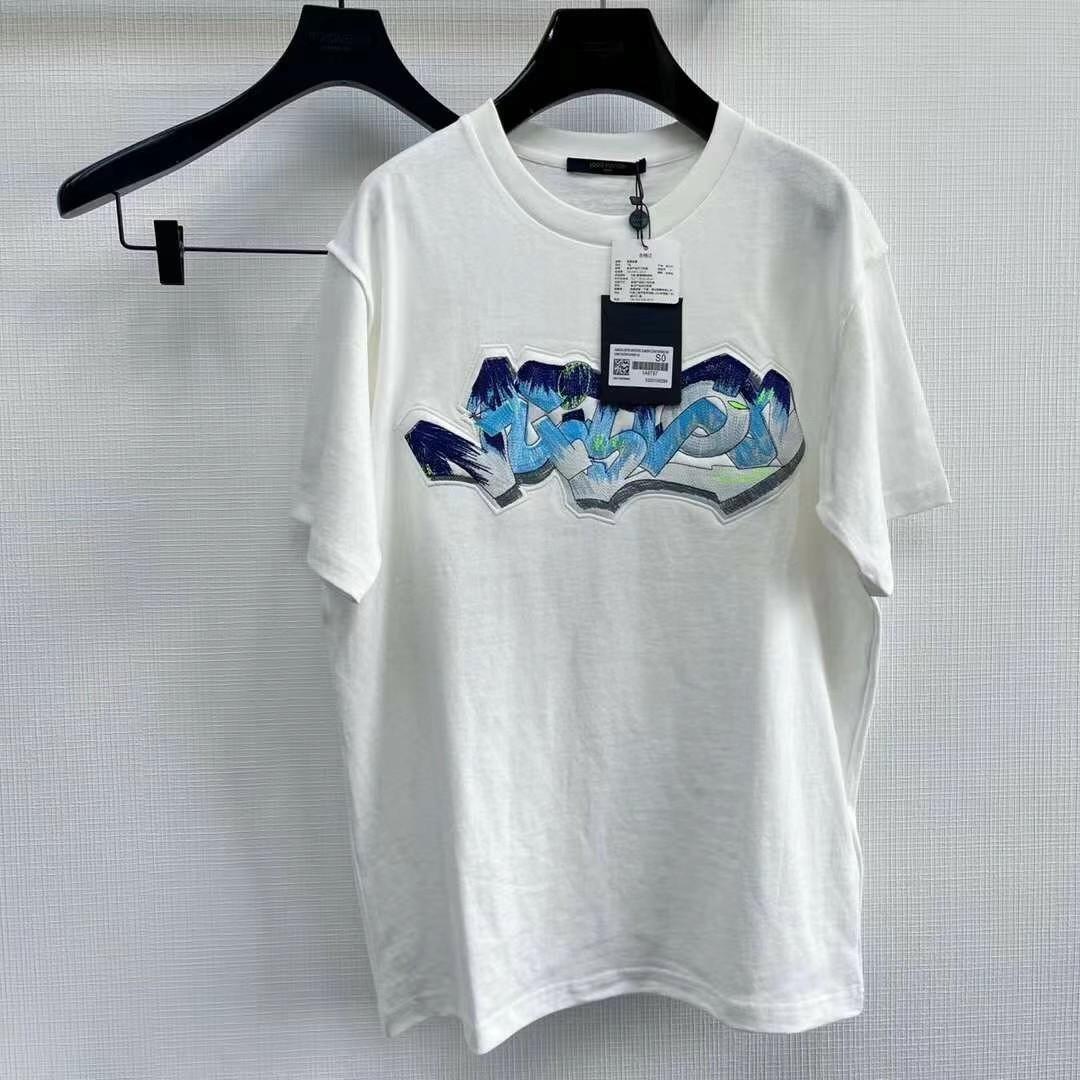 SS22 Louis Vuitton 'Graffiti' 3D Spray Paint White Graphic T-Shirt