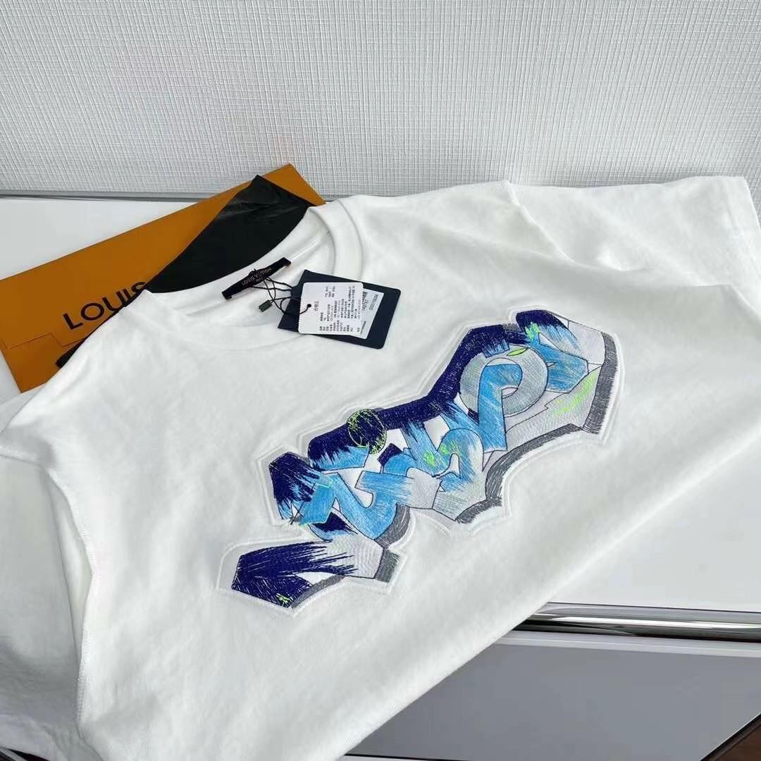 SS22 Louis Vuitton 'Graffiti' 3D Spray Paint White Graphic T-Shirt